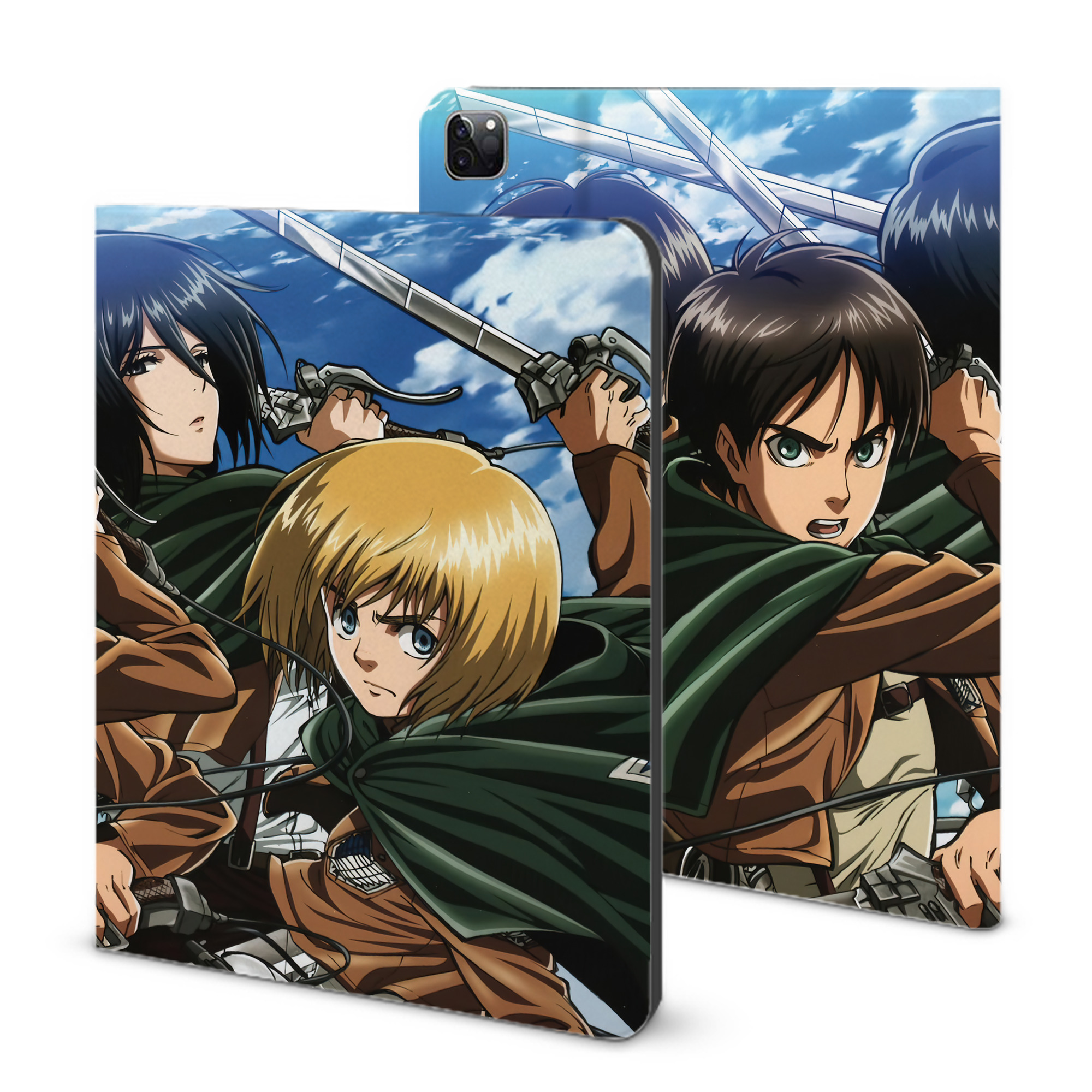 （画像用） 進撃の巨人 Attack on Titan IPad ケース ブック型 PUレザー TPU 耐衝撃 軽量 薄型 ペン収納なし 全面保護 IPad 各モデル対応